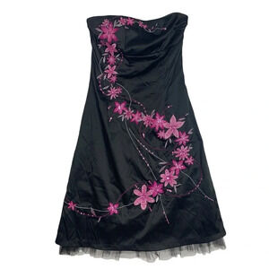 Jane Norman Womens Dress Floral Embroidered Y2K Fairygoth Grunge Dark Romantic